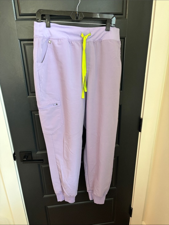 Figs Pants - Lilac FIGS High waisted Jogger scrub Pants with Neon Drawstring